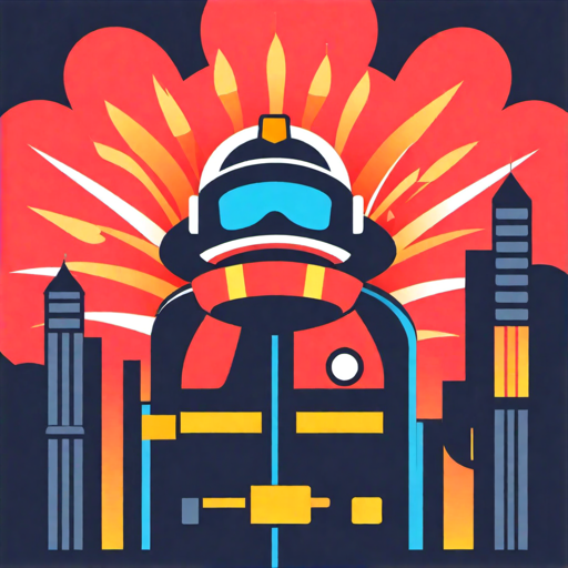 Yekoälyn luoma värikäs kuva jossa hahmotellaan ilotulitusta ja palomiehen silhuettia.